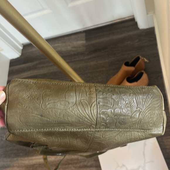 American Leather Co. Tooled botanical neutral Olive green brown zipper H… - Picture 10 of 11